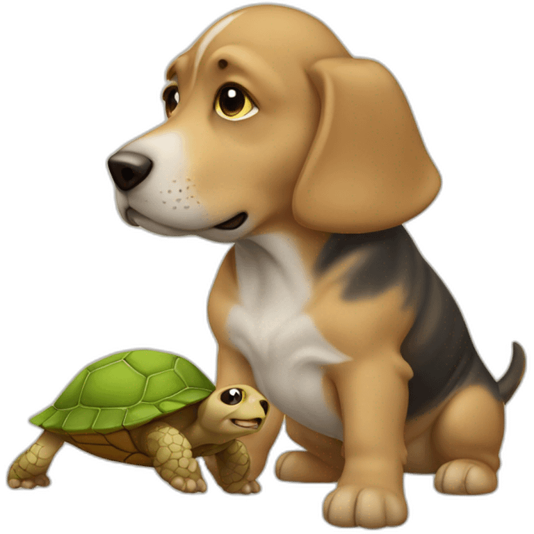 un chien sur une tortue emoji