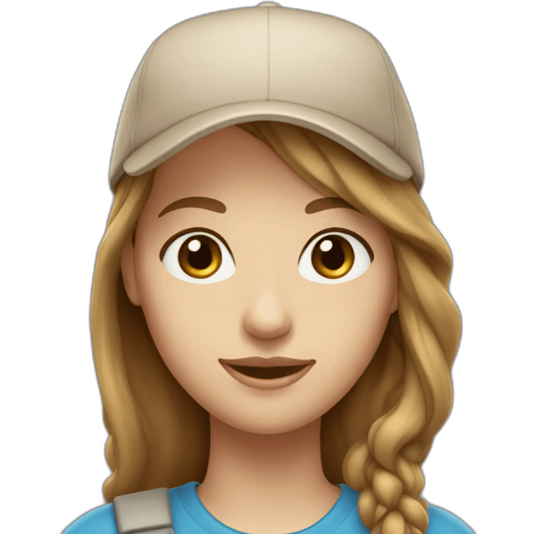 middle haired women light brown hair with beige cap blue eyes  emoji