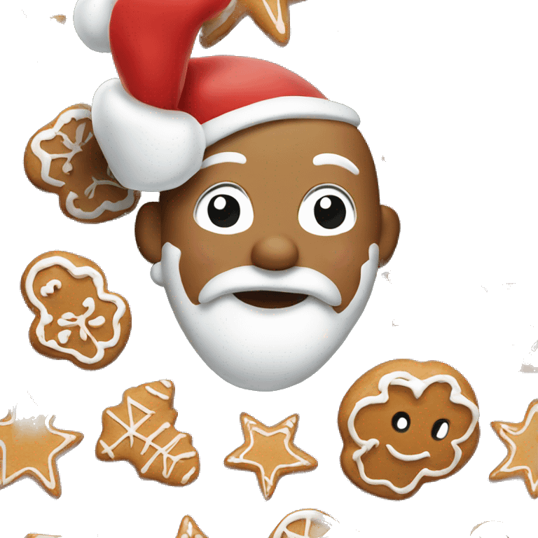 Santa eating gingerbreads emoji