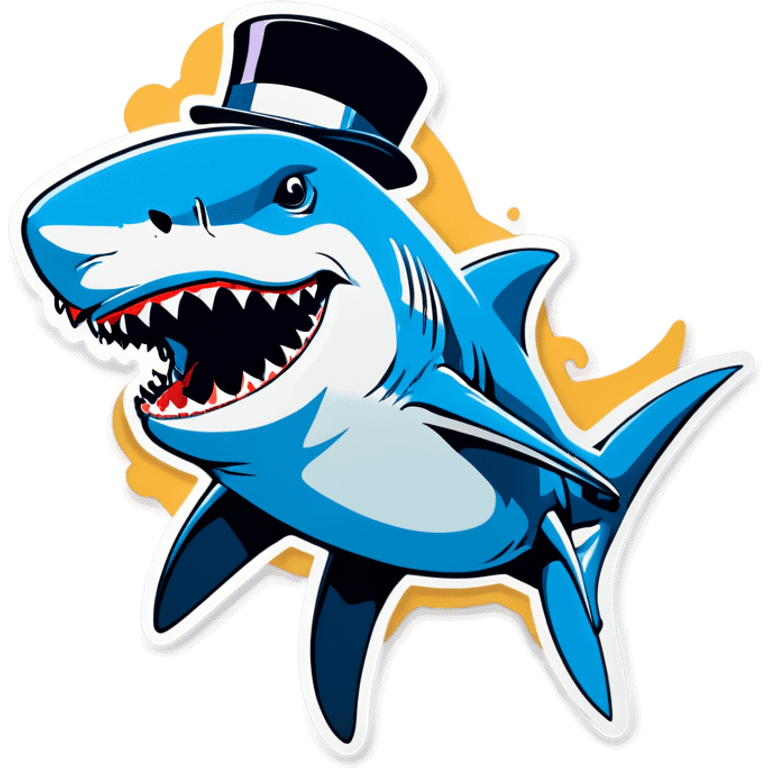 Shark with a top hat emoji