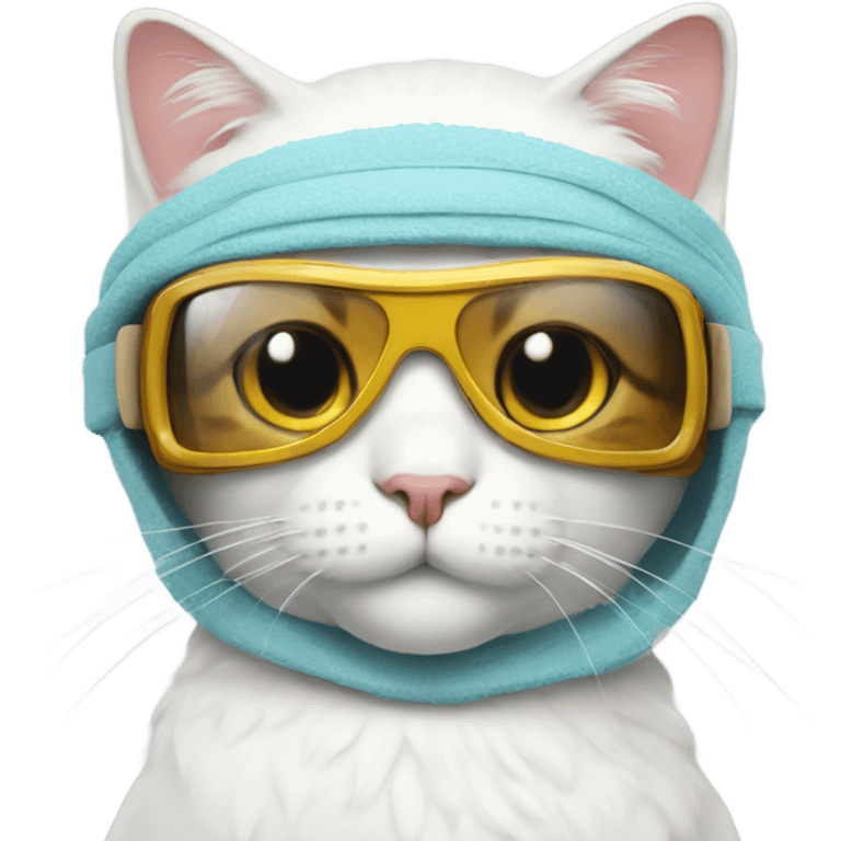 Spa cat with ski googles emoji