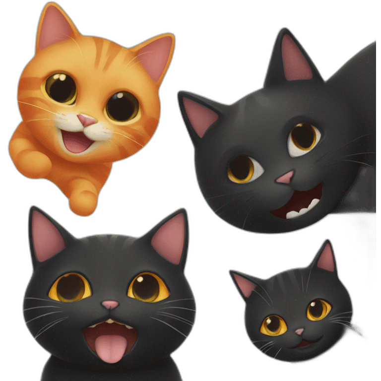 Black Cat and Orange Cat being happy emoji