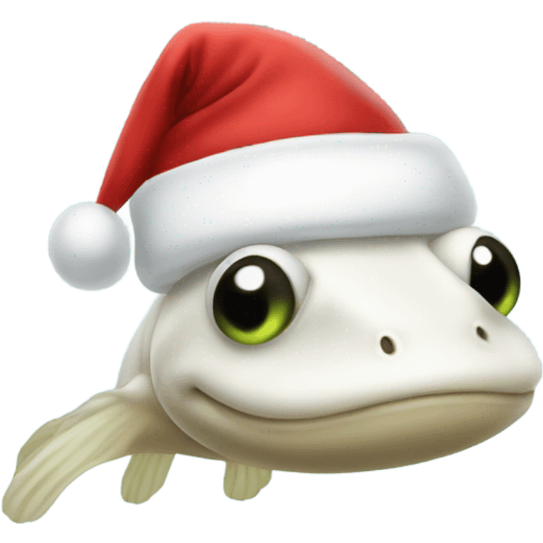 White tadpole wearing a Santa hat  emoji