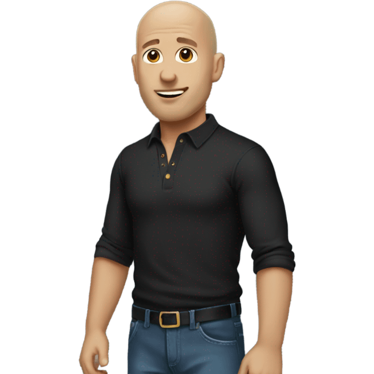 bald guy in black shirt emoji