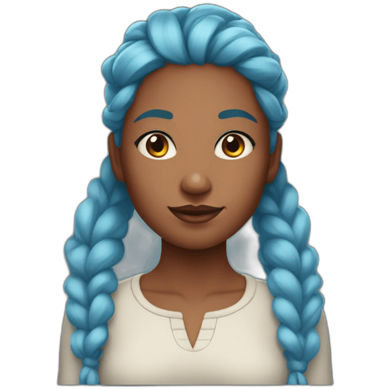 Brown skinned woman with light blue eyes and fantasy red hair with two pigtails of hair emoji