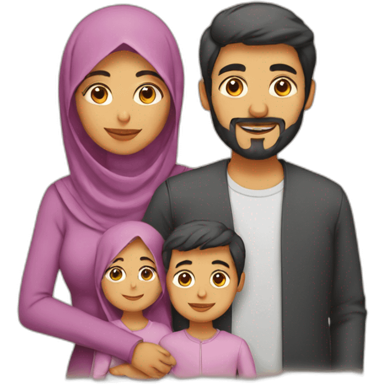 Muslim family with two sons and new born emoji