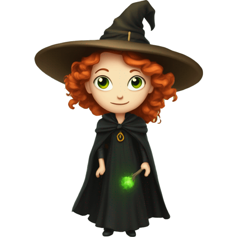 redheaded green-eyed witch emoji