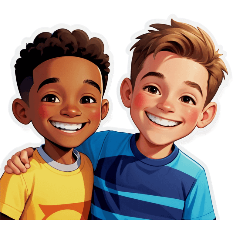 two boys smiling indoors emoji