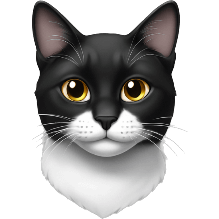 Black and white cat half face black emoji