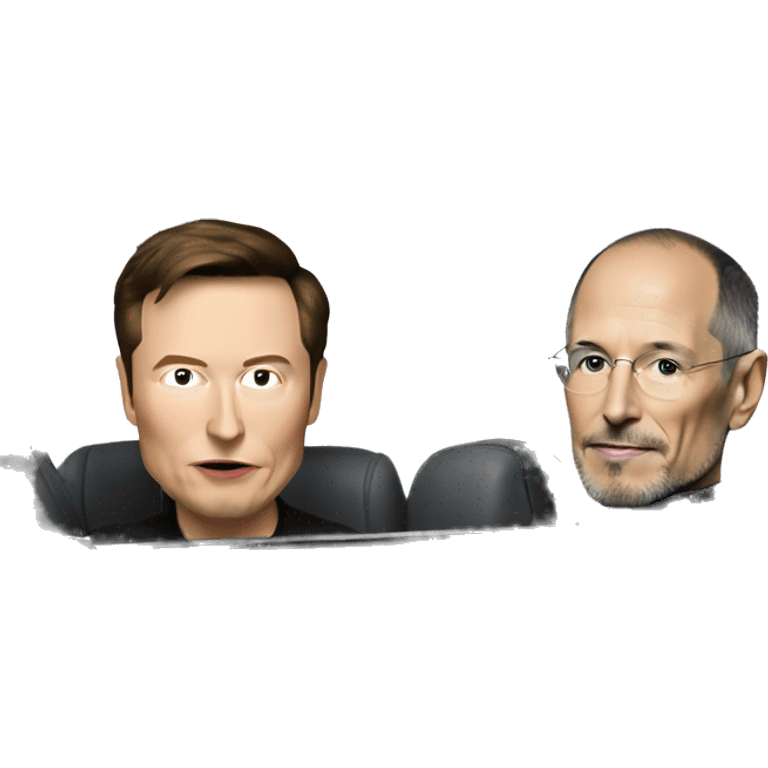 Elon musk with steve jobs in car emoji