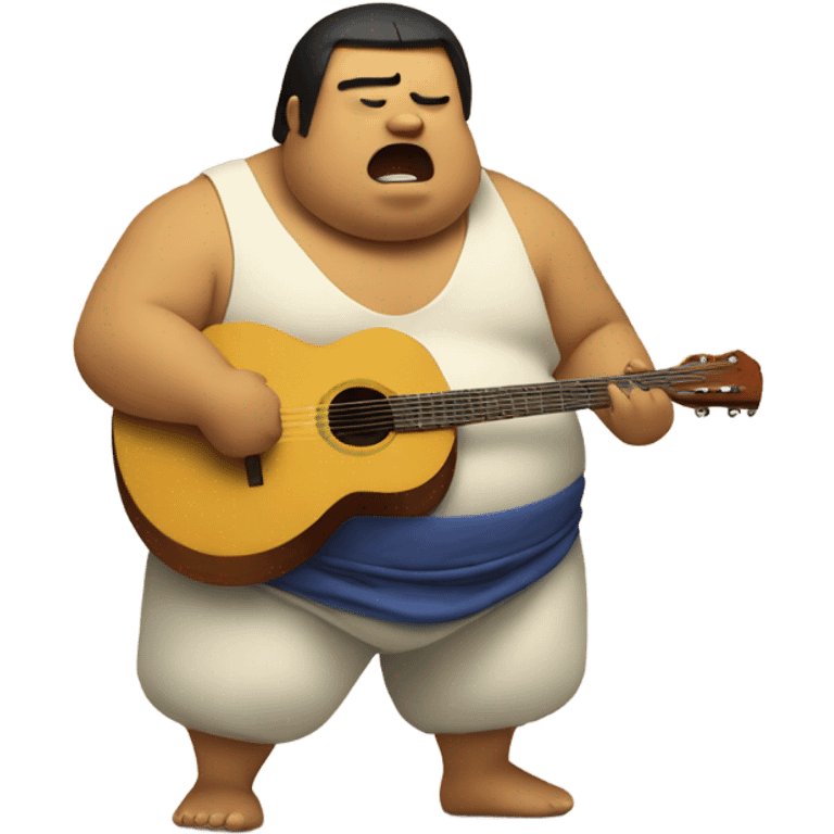 Sumo wrestler singing guitar emoji