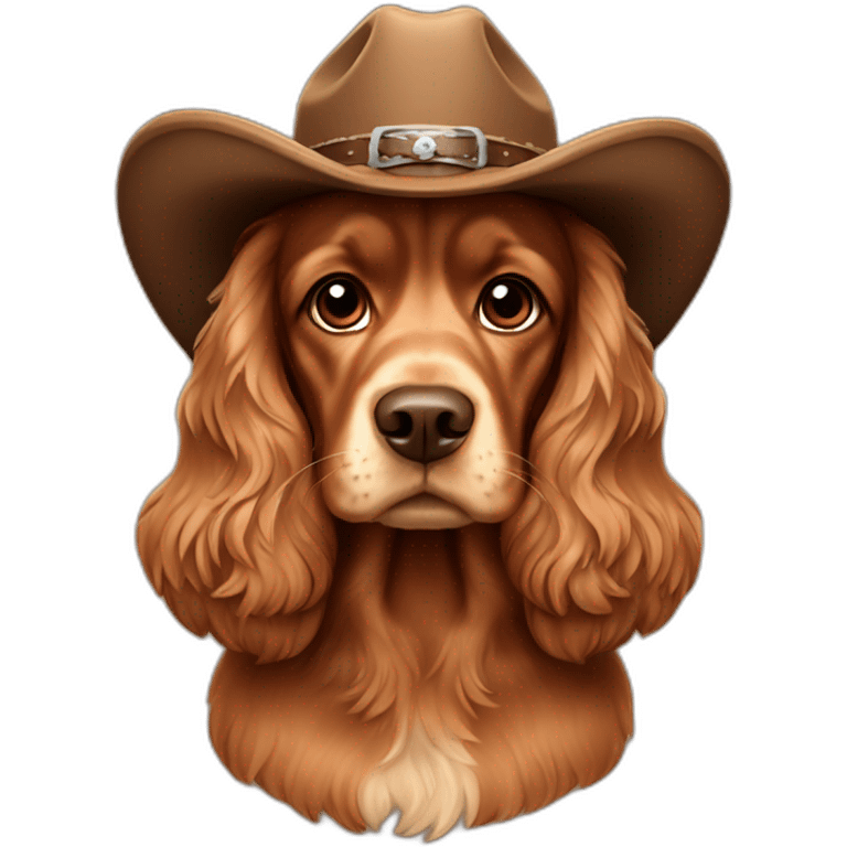 brown cocker spaniel in cowboy hat emoji