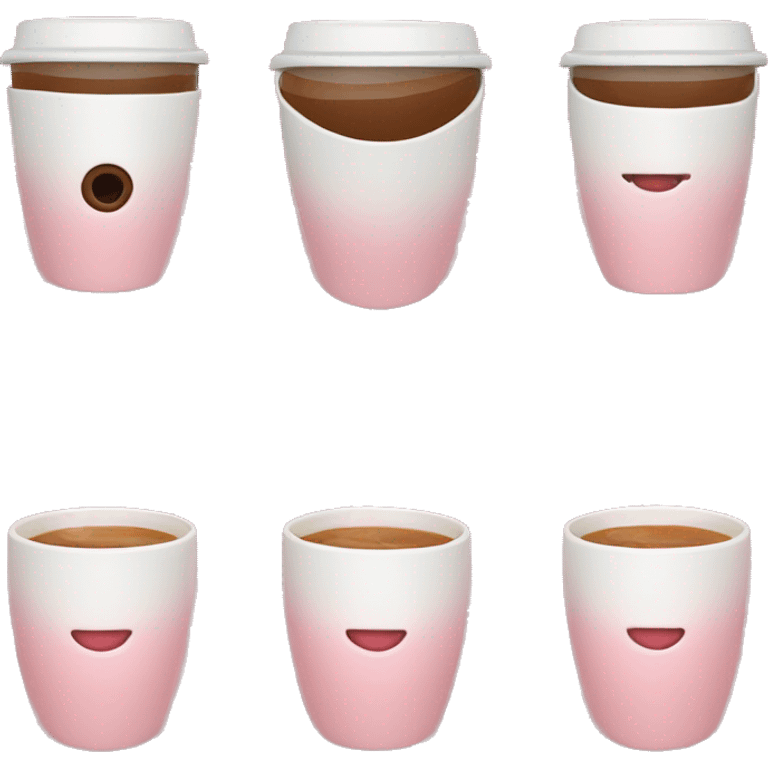 A coffee mug with coffee inside the cup is pink melon or salmon emoji