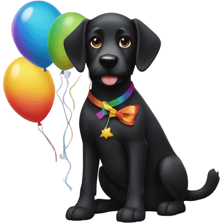 Black dog with balloons  emoji