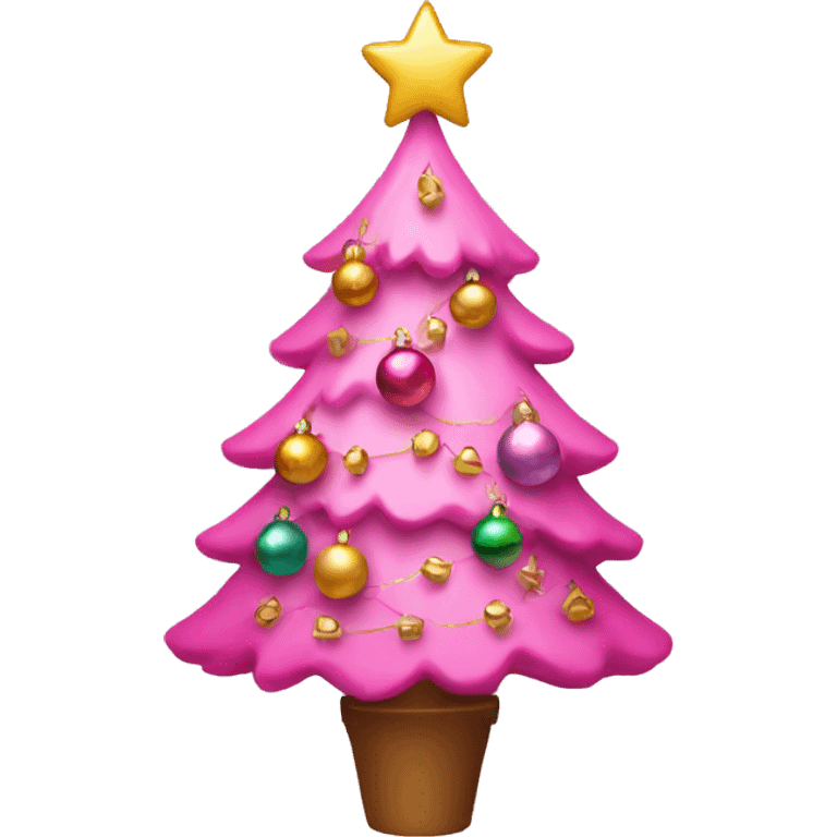 pink christmas tree with decorations  emoji