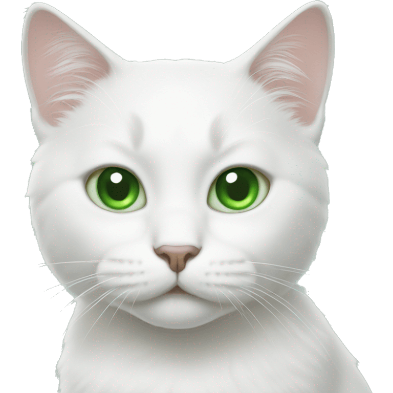 White Cat with green eyes  emoji