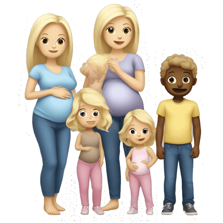 White family of 4, blonde pregnant mom, 2 toddler girls one blonde one brunette emoji