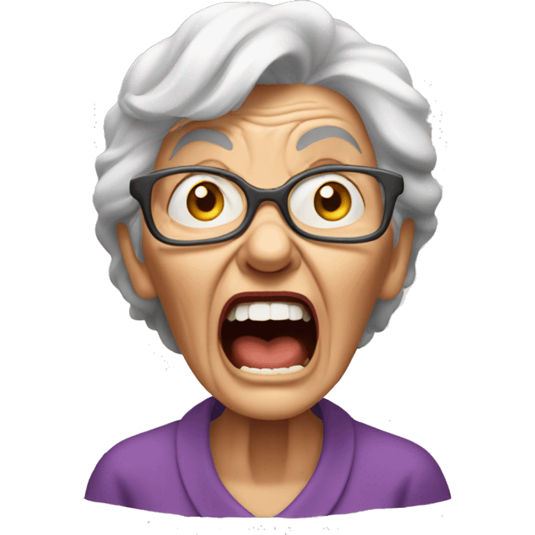 Crazy old lady yelling angrily  emoji