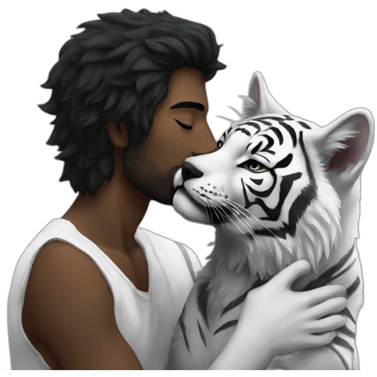 Black wolf kiss white tiger emoji