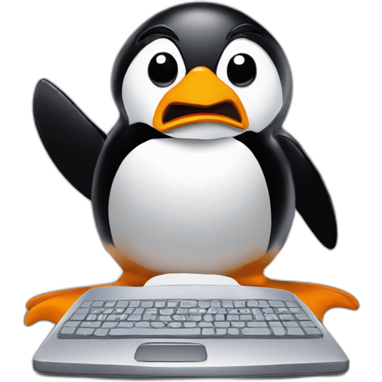 linux penguin enraged at computer emoji