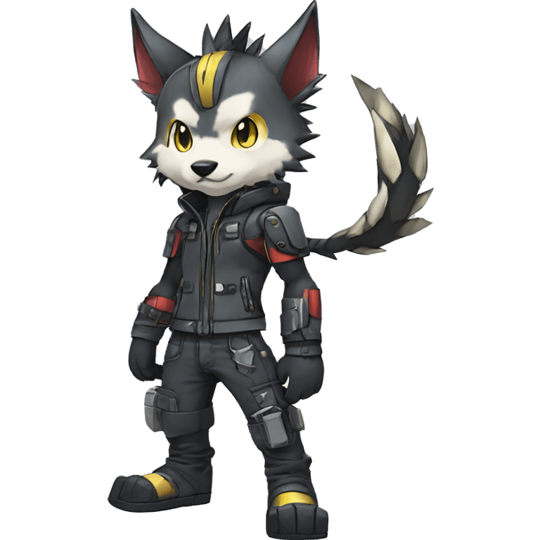 cute cool edgy futuristic punk Digimon-Fakemon-animal full body emoji