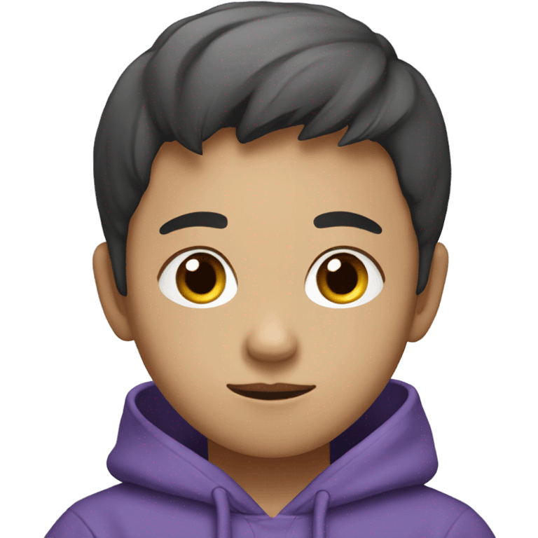 Korean boy in purple Hoodie with laptop emoji