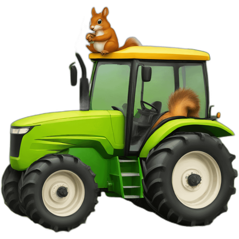 A tractor with a squirrel in the tractor emoji