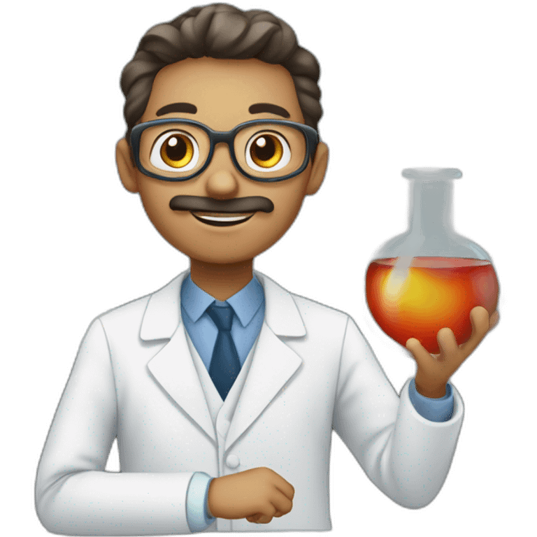 Scientist working in the lab with anthocyanins emoji