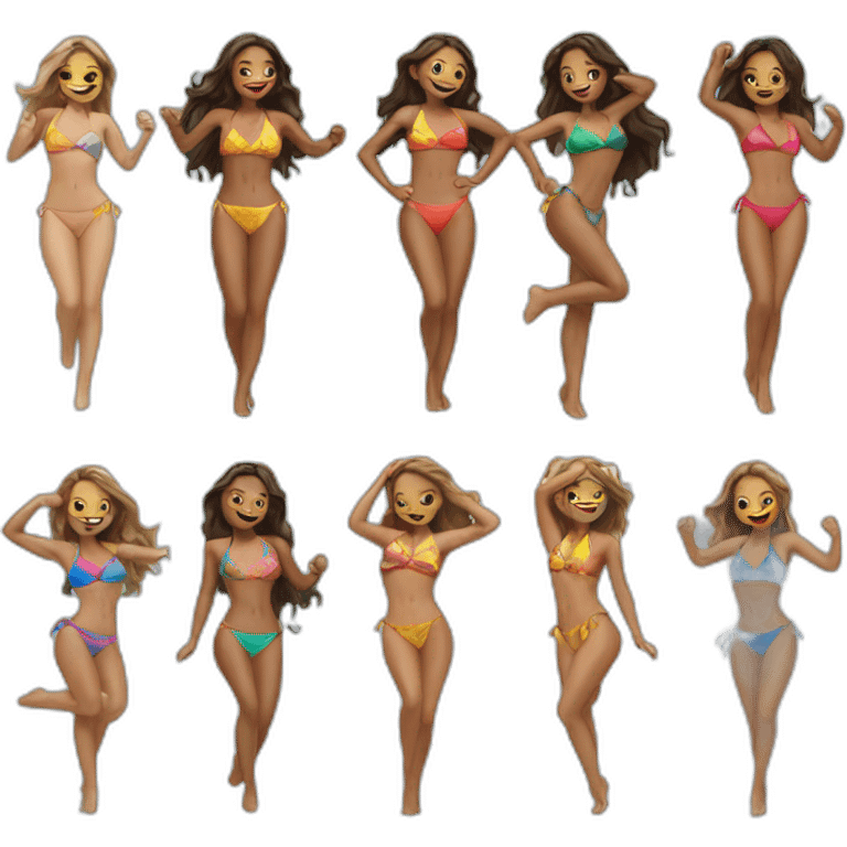 Bikini´s girls dance is beach emoji