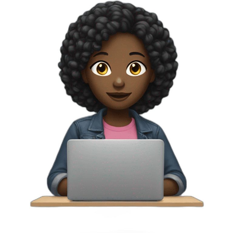 Black girl with a laptop emoji