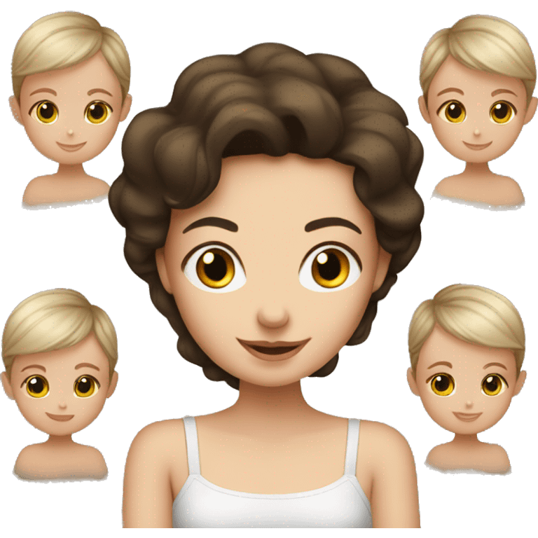 White brunette with 6 babies emoji