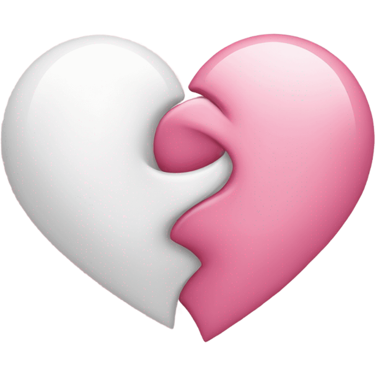 two hearts intertwined into one white and pink  emoji