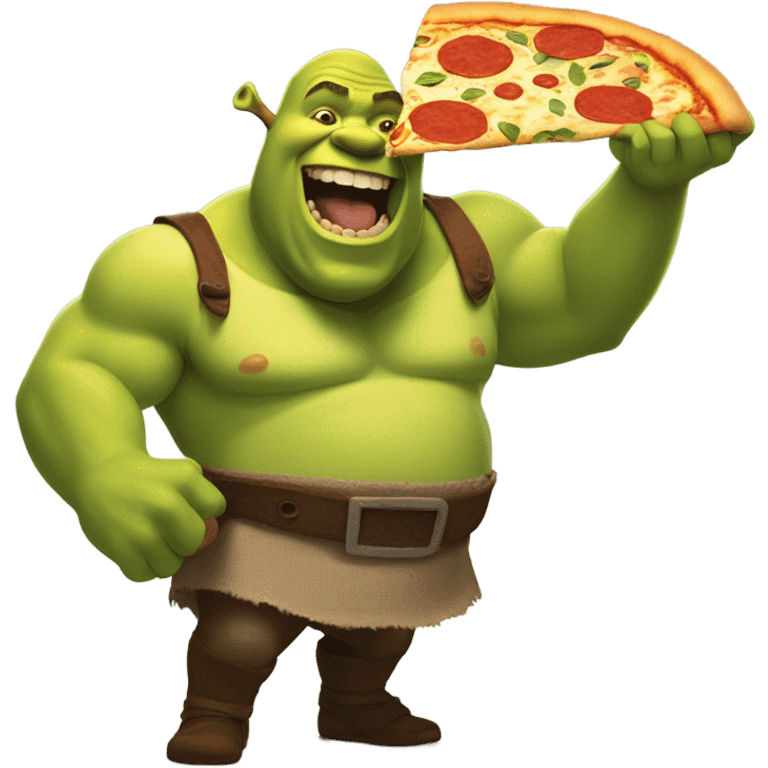 Shrek eating a pizza emoji