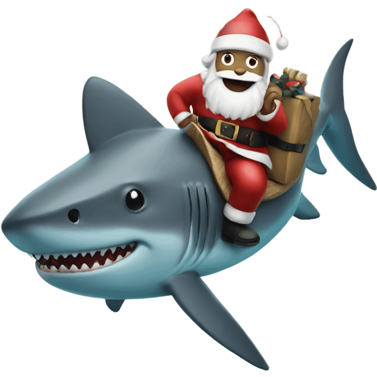 Santa riding a shark emoji