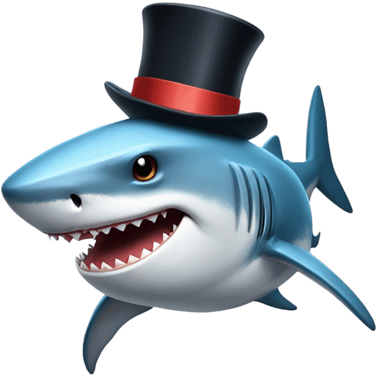 Shark with a top hat emoji