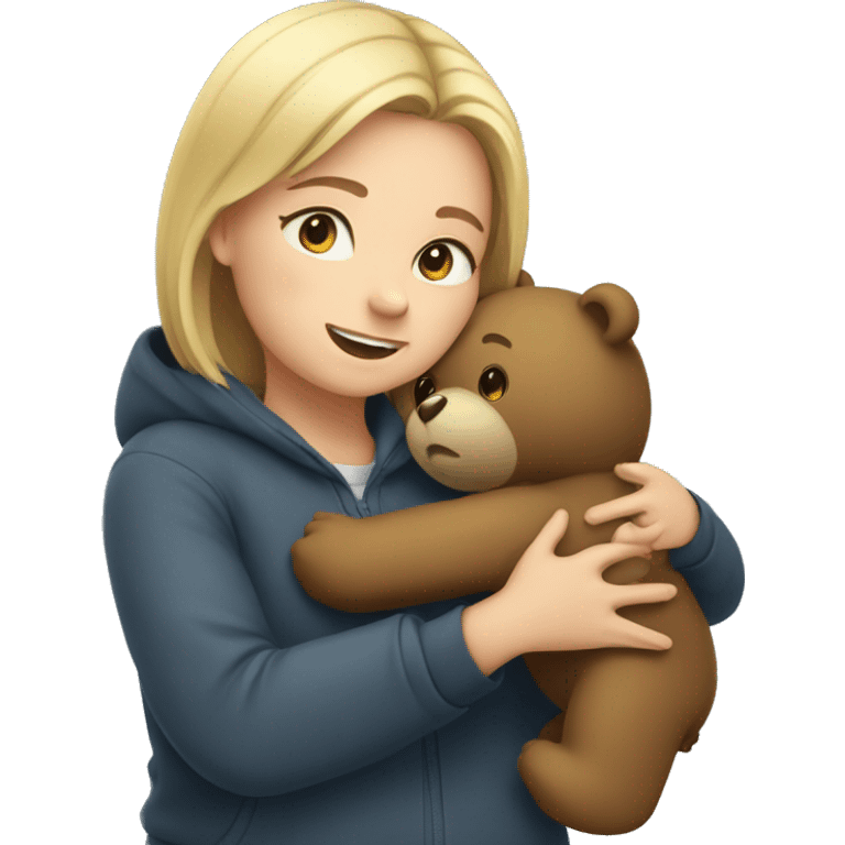 Girl hug bear emoji