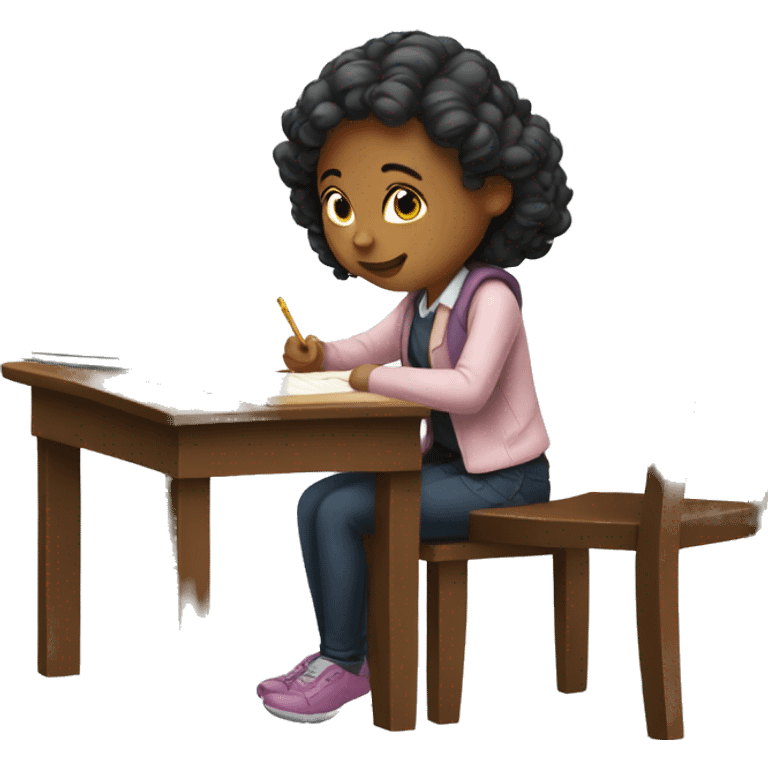 A studying girl on a chair with a desk emoji