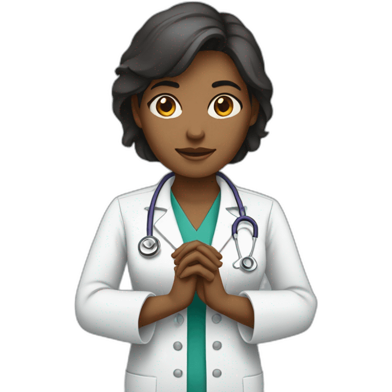 A female doctor holding her hands alongside her body with the palms facing forward emoji