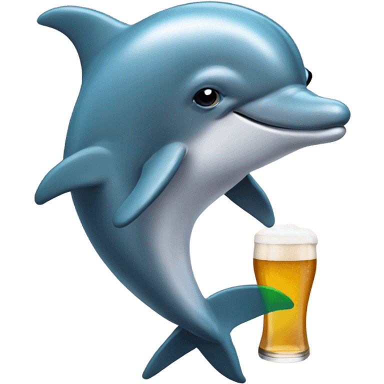 Dolphin drinking beer emoji