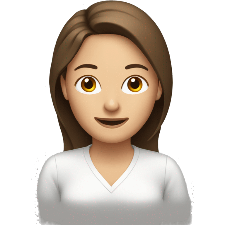 women, brown hair, happy, on computer emoji