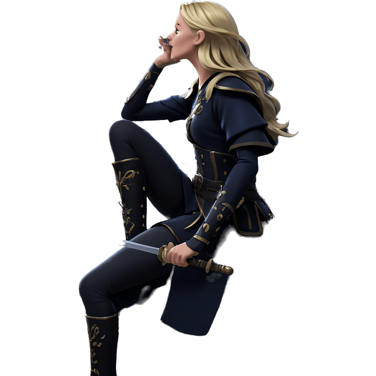 blonde girl with sword at night emoji