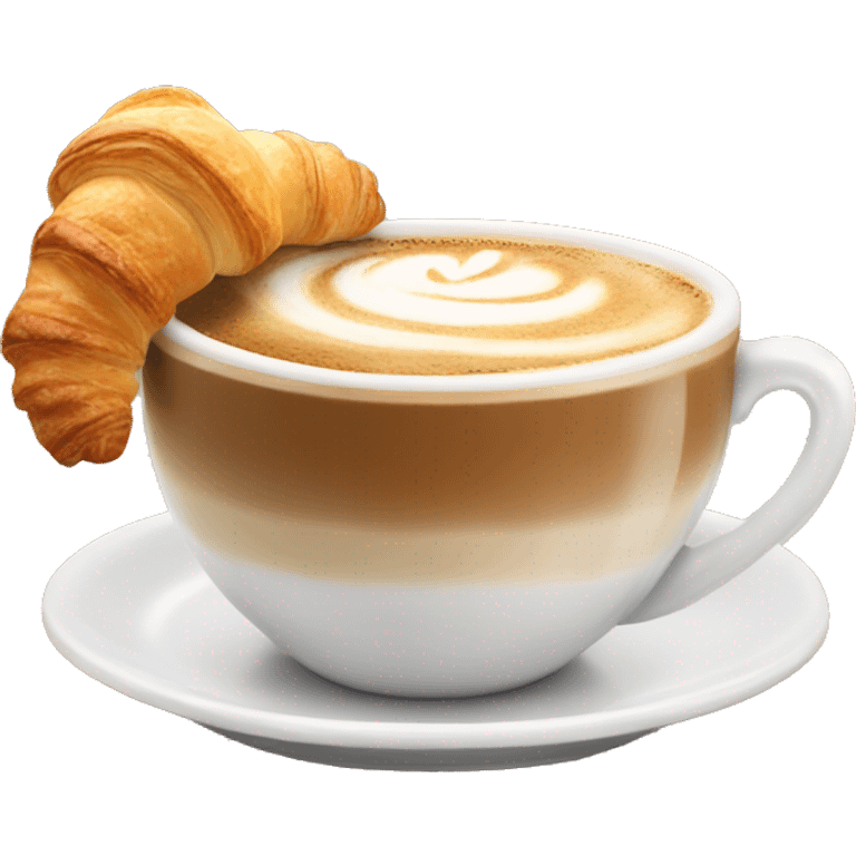 Cup of cappuccino with croissant emoji