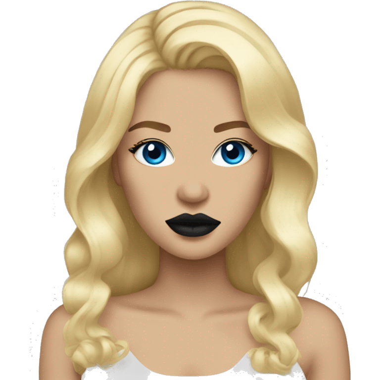 Blonde hair, blue eyes, black lips emoji