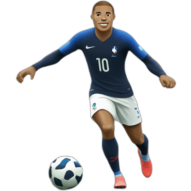 Kylian Mbappé jouant au foot avec l'équipe de France emoji