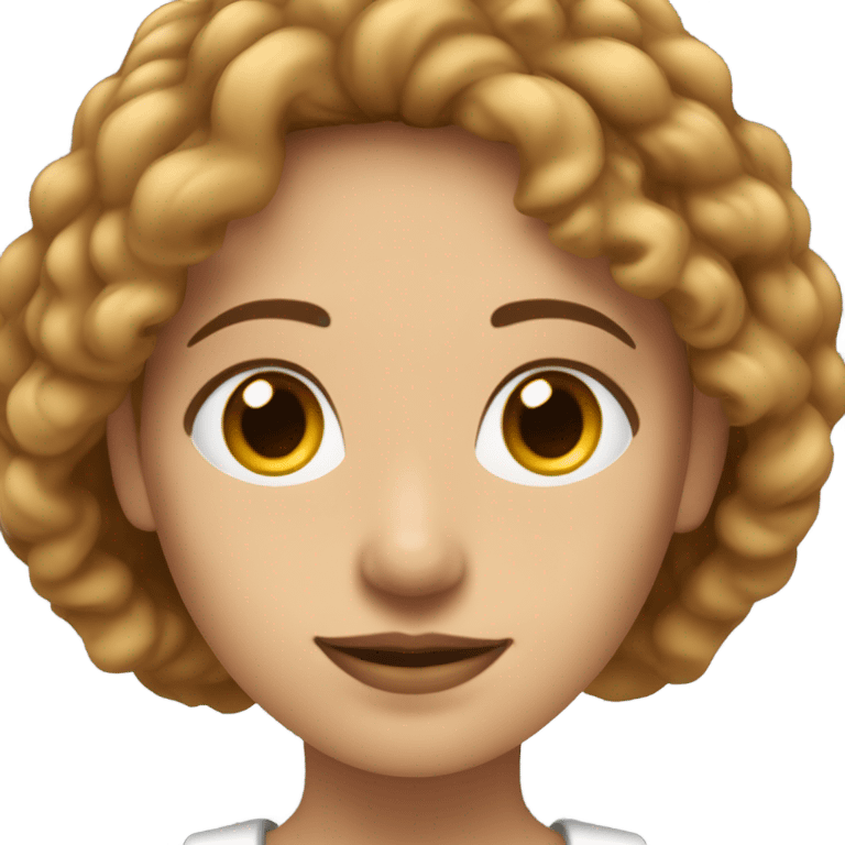 une femme au cheuvex bouclé jusqu'au epaule,avec les peau métisse clair et au yeux marrons emoji