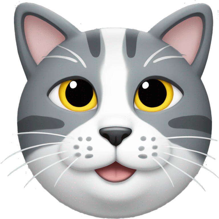 A grey cat emoji with a white patch in the middle of his face emoji