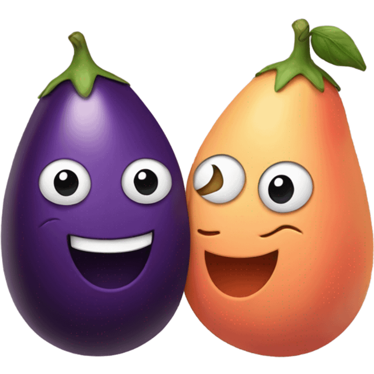 eggplant touching peach emoji