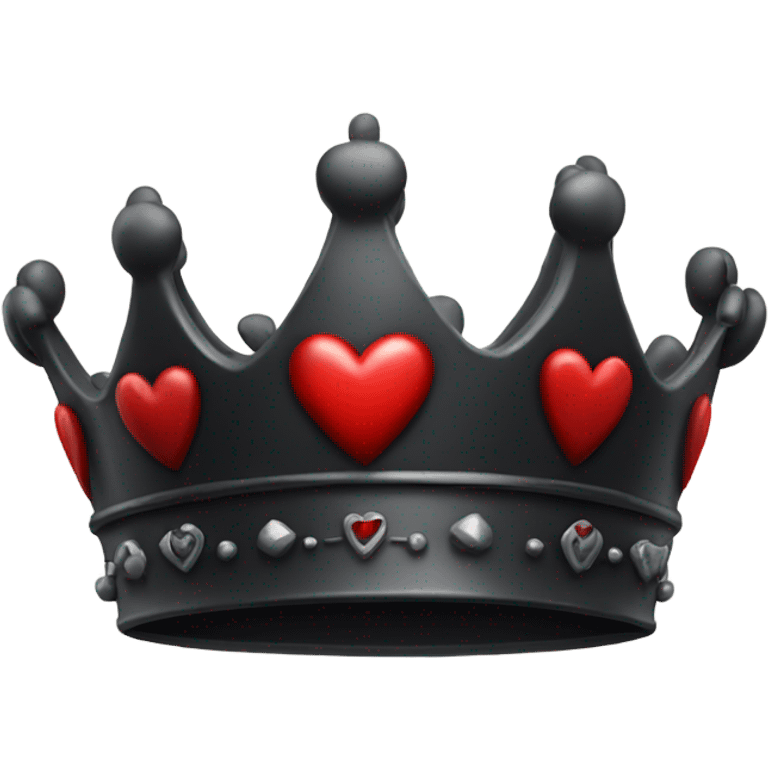 Old black realistic Crown with red hearts  emoji