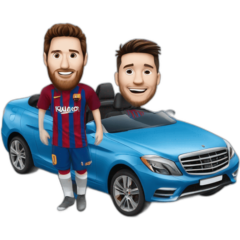 messi and cristan rnald in a car emoji