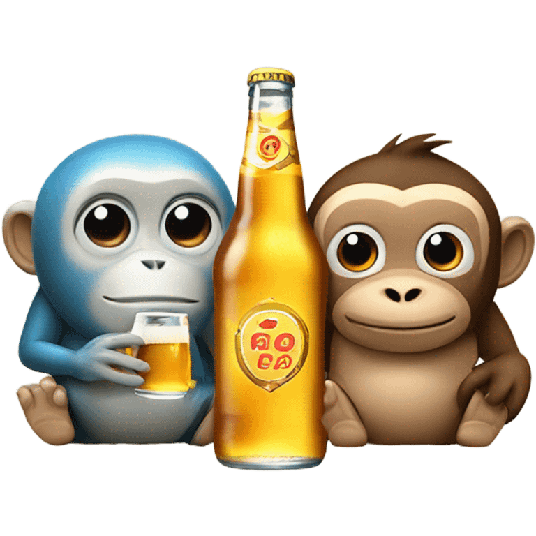 Fish and monkey drinking beer  emoji